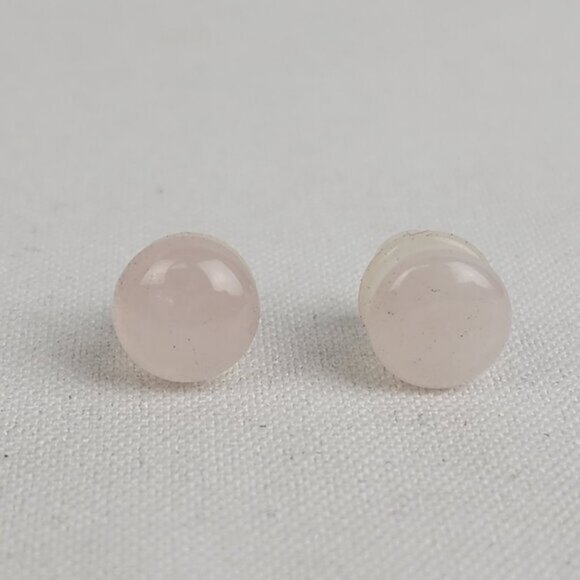Rose Quartz 3/16 Stone Plugs Body Jewelry for Stretched Ears - Picture 2 of 5